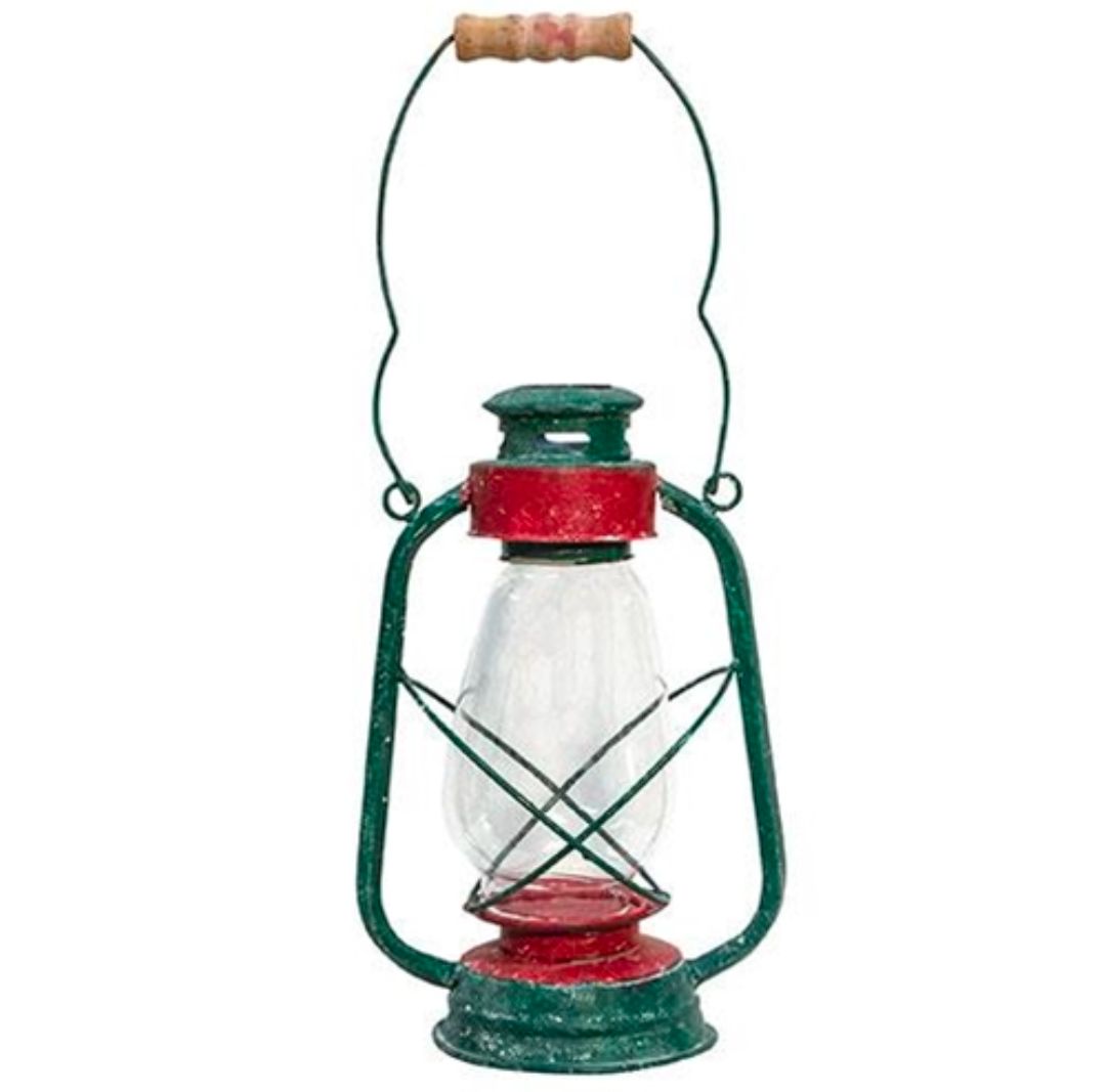 Antiqued Green &amp; Red Lantern