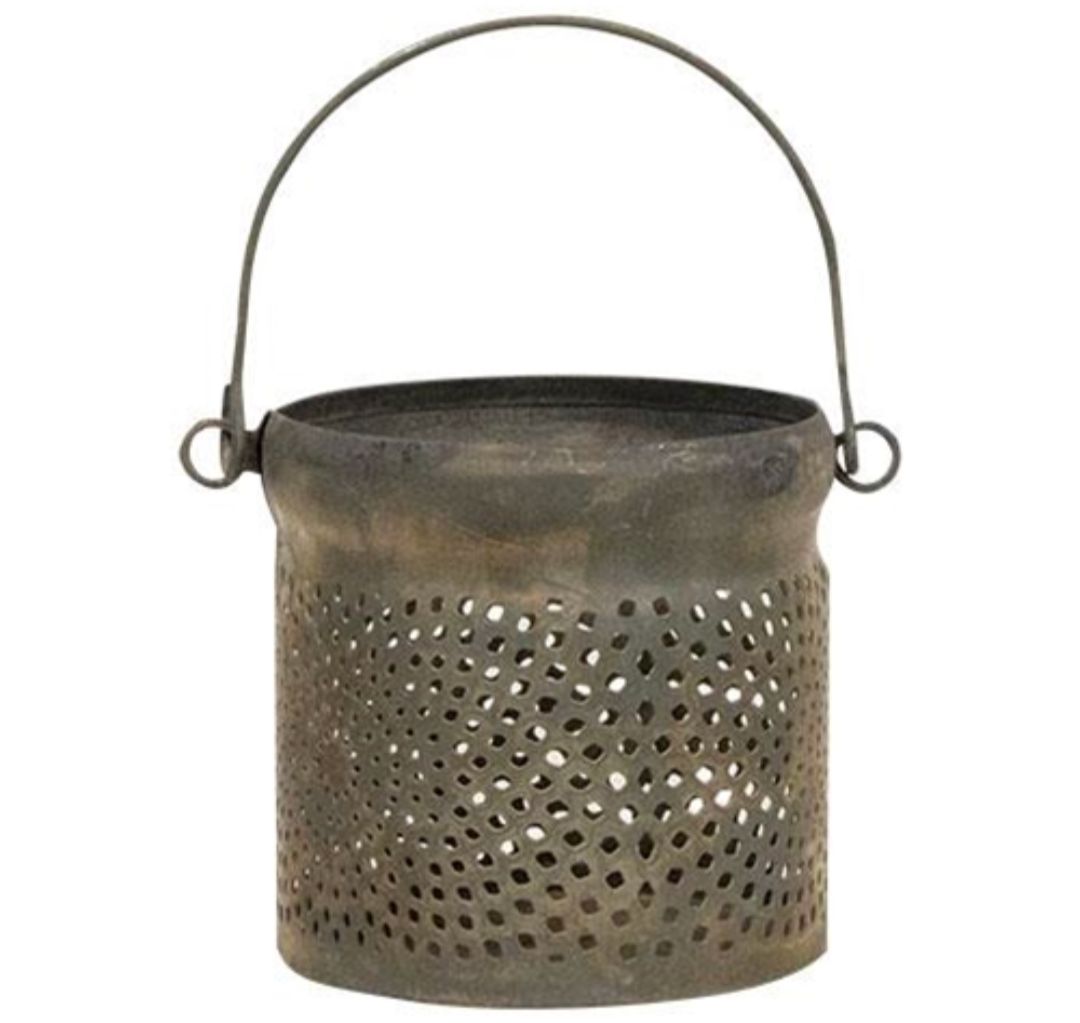 3" Antiqued Gray Can Lantern
