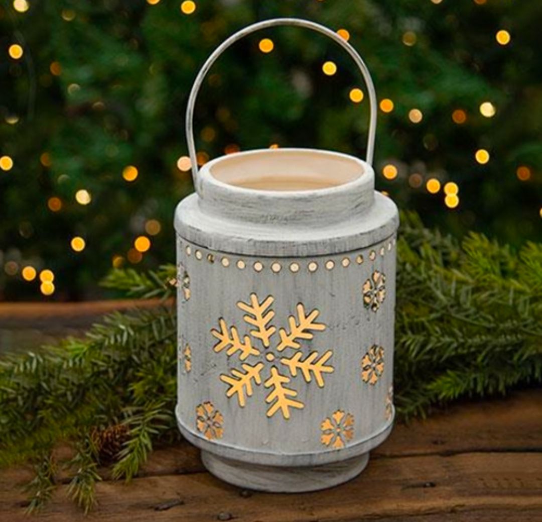 Shabby Chic Snow Metal Snow Flurry Lantern