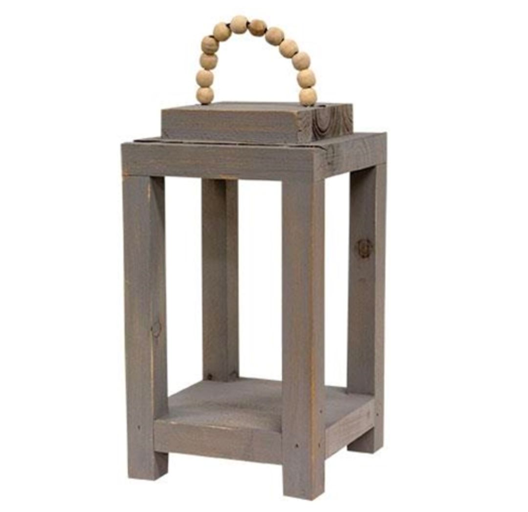 Gray Lantern with Bead Hanger