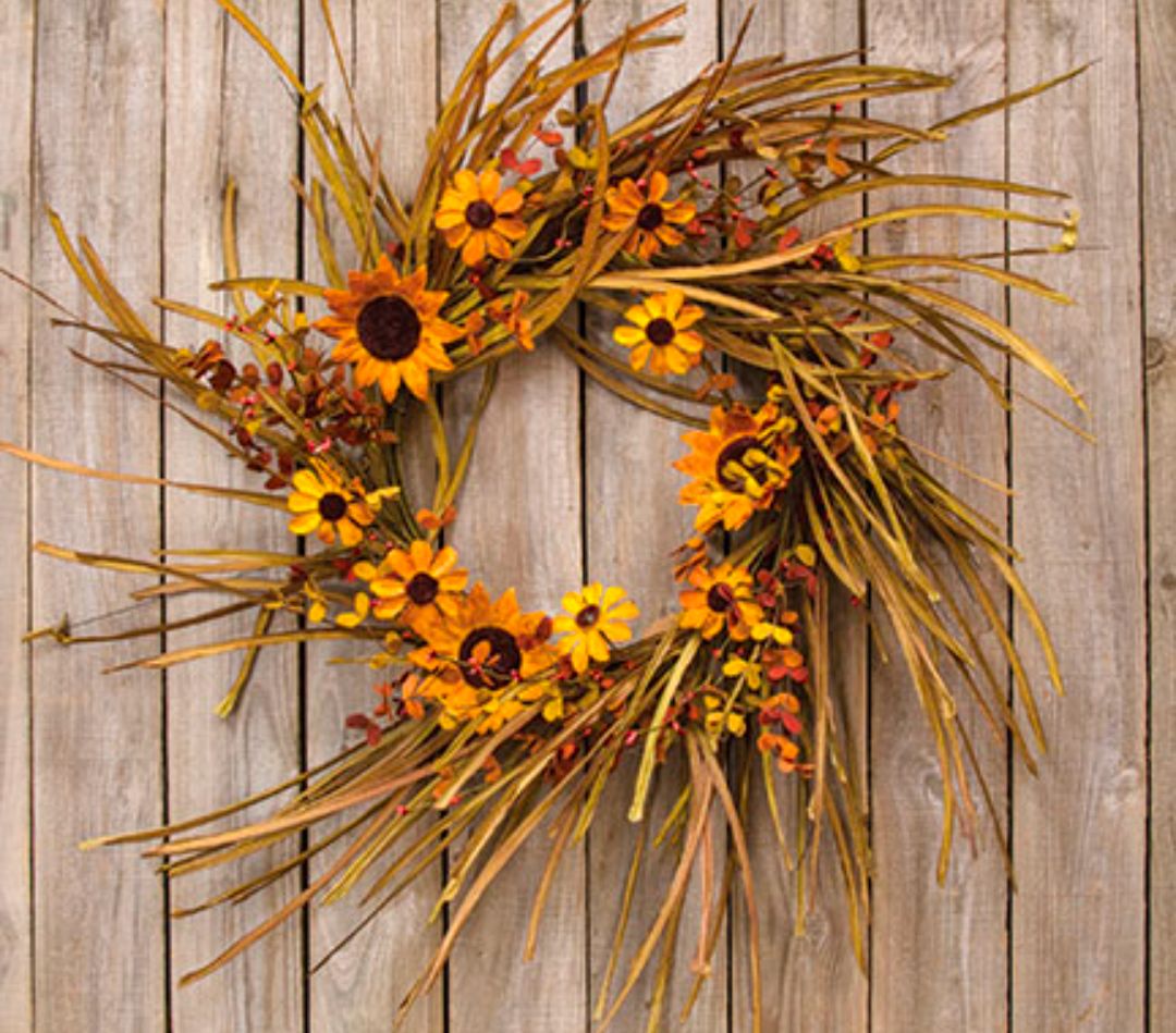 24" Grassy Sunflower Wreath