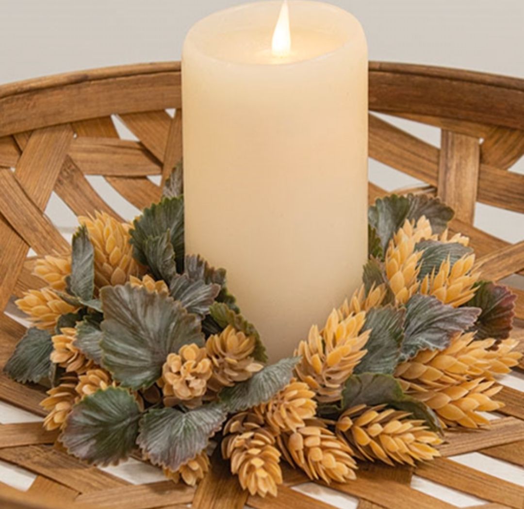 3-1/2" Dusty Beige Hops Candle Ring