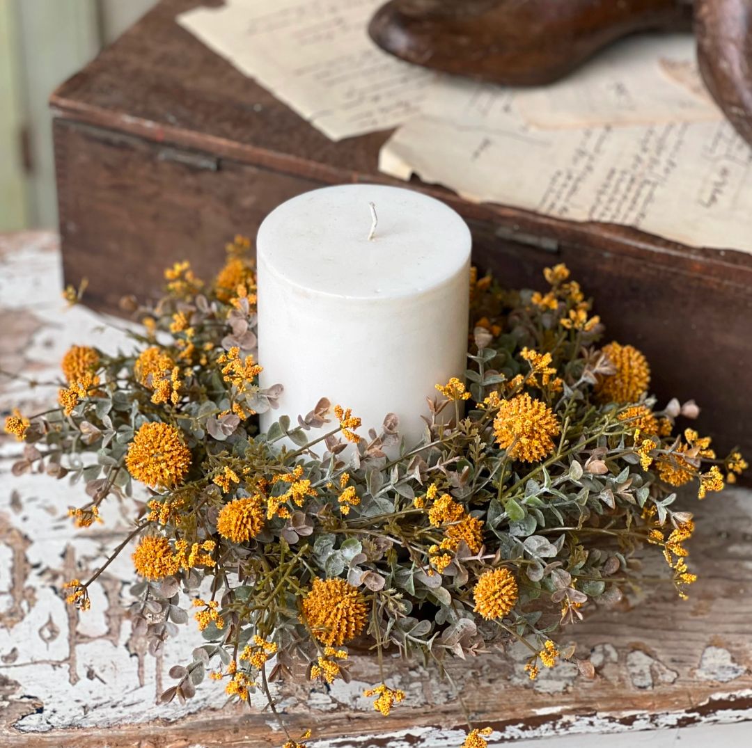 6" Mustard Fall Garden Candle Ring