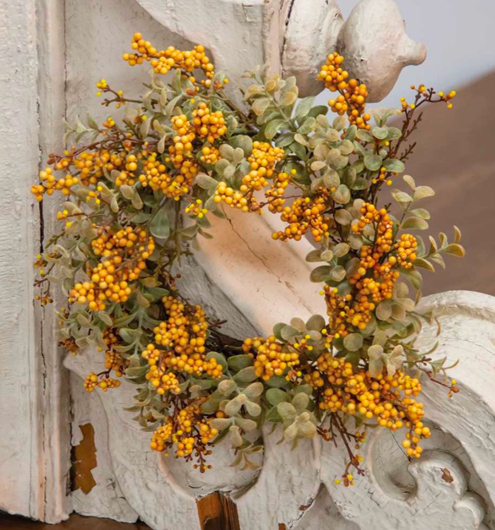 6" Pebble Creek Eucalyptus Floral Candle Ring Wreath Decor Accent