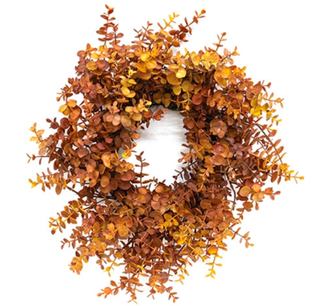 6-1/2" Mustard Soft Touch Baby Eucalyptus Candle Ring