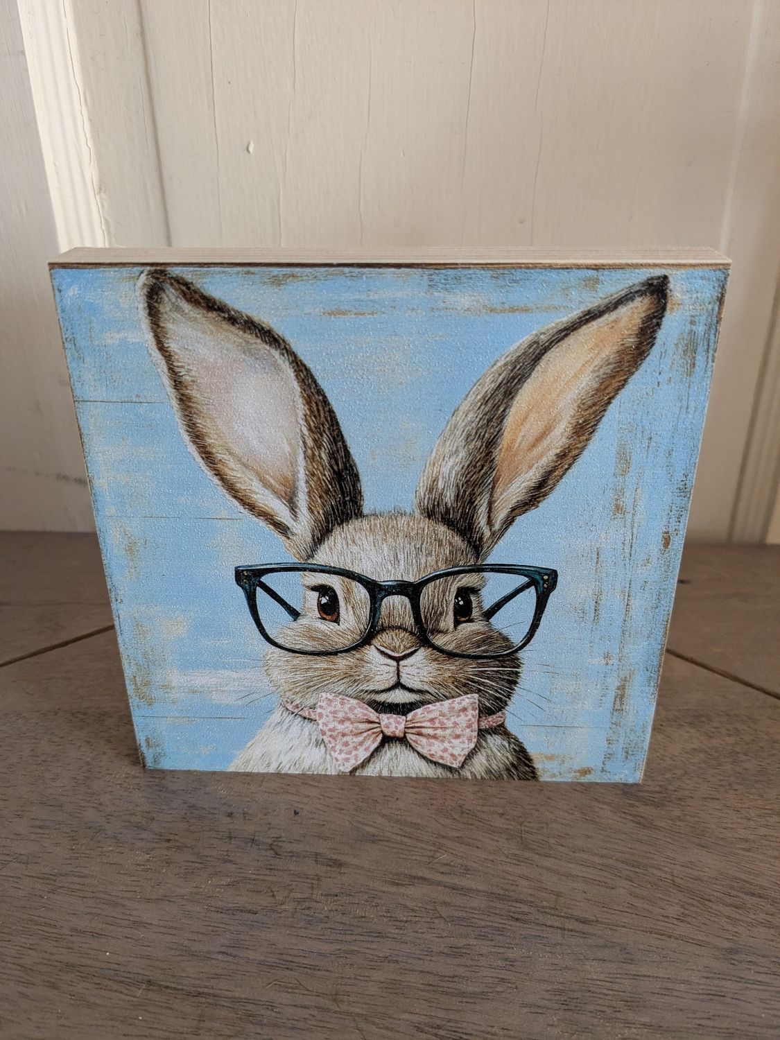 Bunny Glasses Shelf Sitter Sign - Black