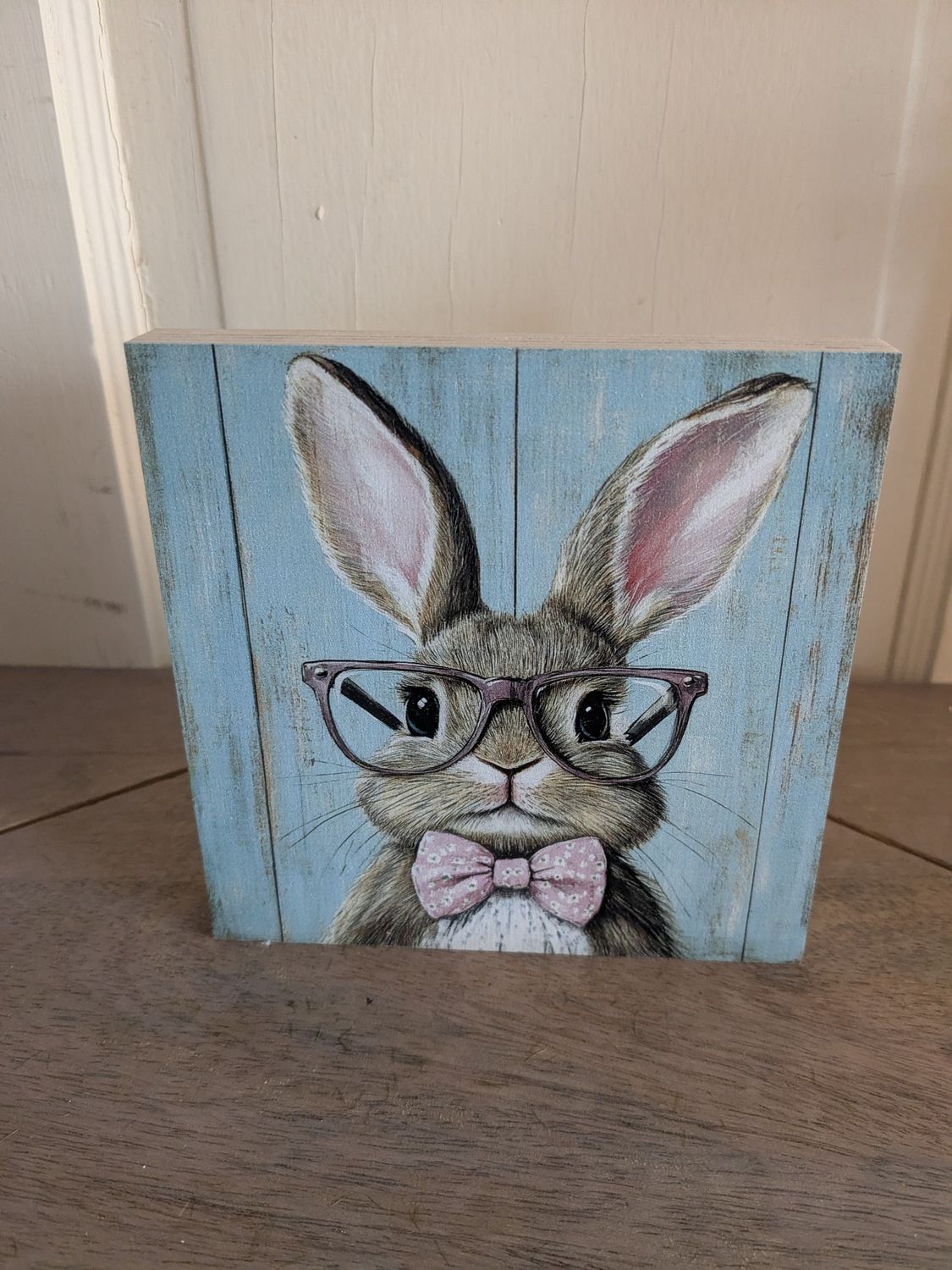 Bunny Glasses Shelf Sitter Sign - Pink