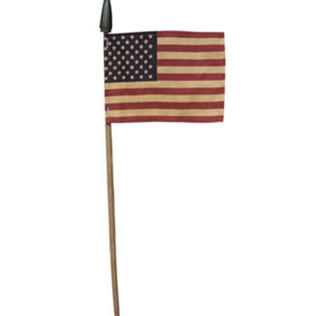 Primitive American Flag On Stick