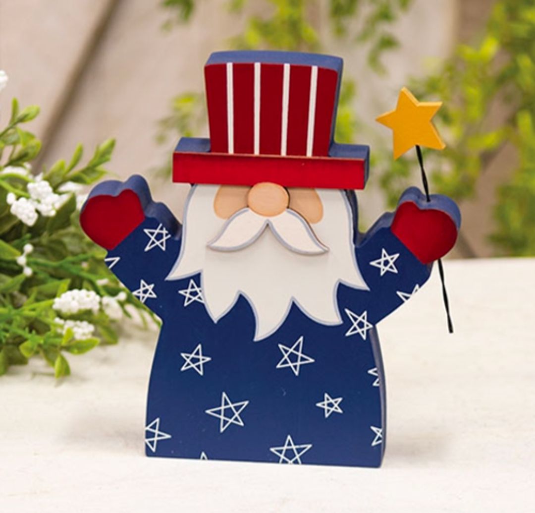 Wooden Uncle Sam Gnome Sitter