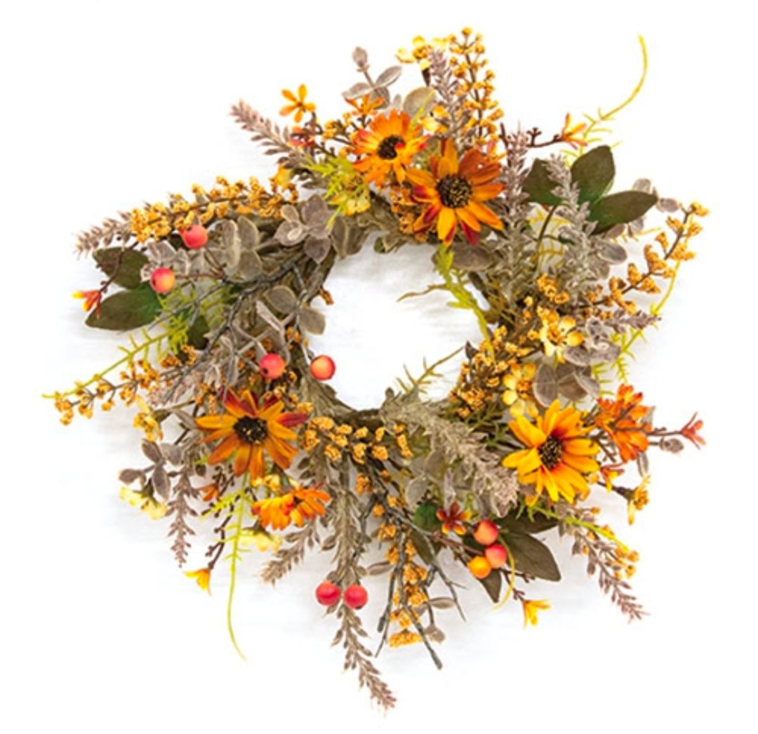 3" Harvest Daisy &amp; Baby Eucalyptus Candle Ring