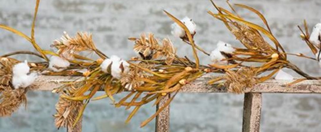60" Cotton &amp; Fall Grass Garland