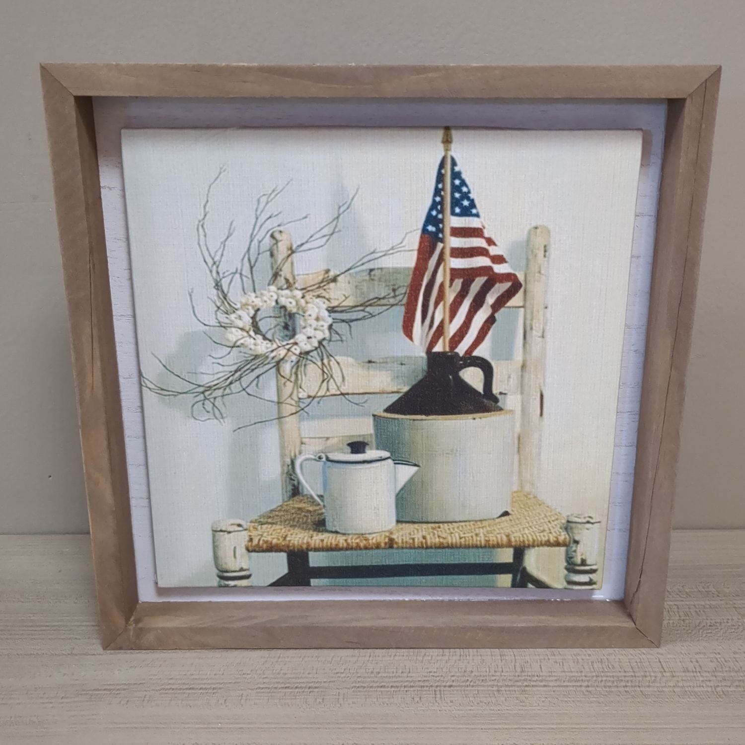 Patriotic Primitive Country Americana Print Shelf Sitter Decor Sign