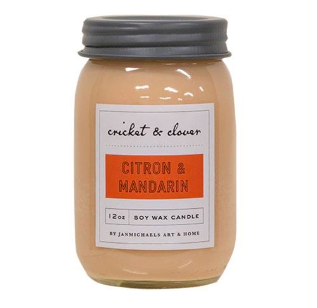 Citron &amp; Mandarin Soy Wax Mason Jar Candle - 12oz