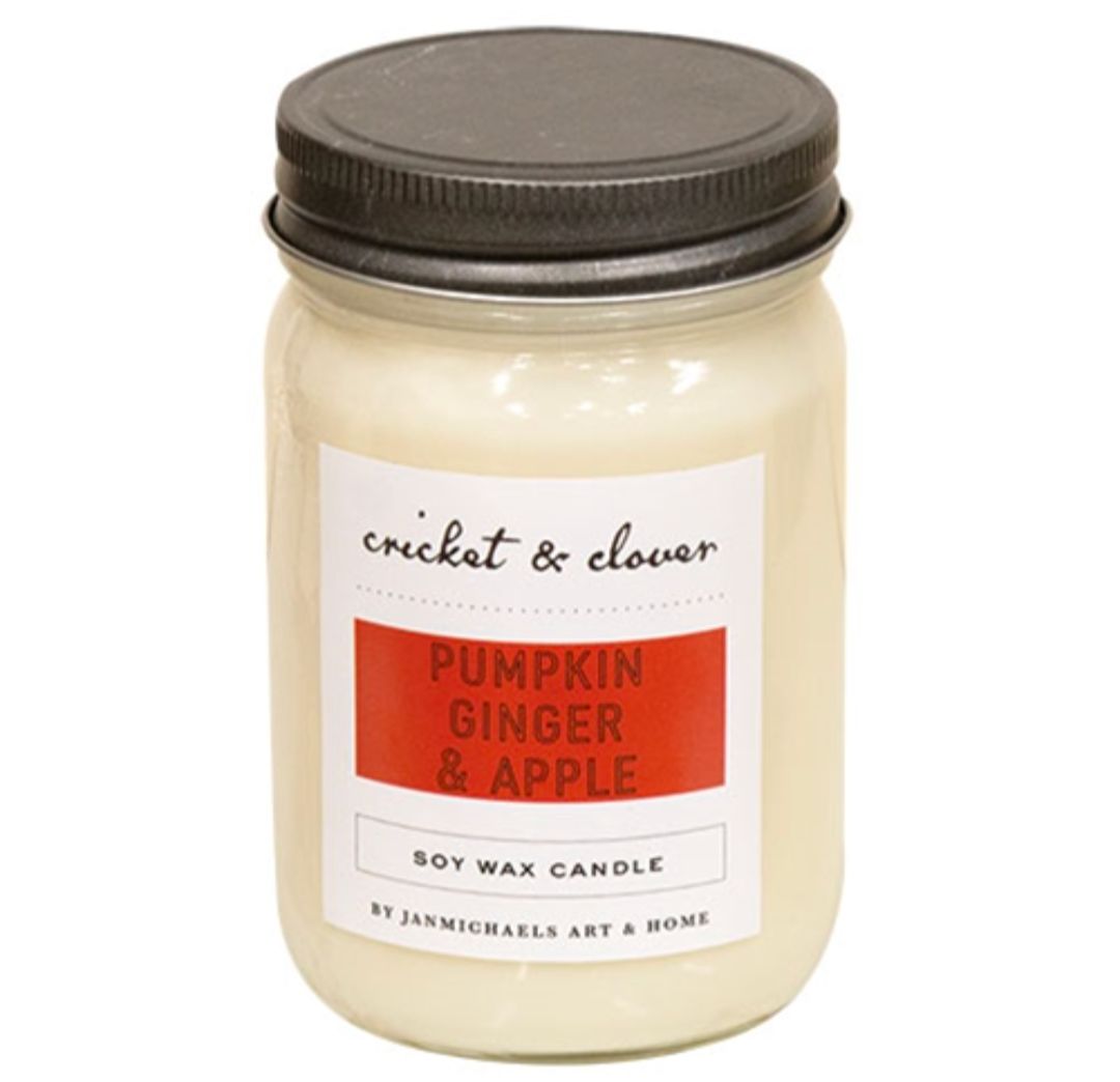 Pumpkin Ginger &amp; Apple Soy Wax Mason Jar Candle - 12 oz
