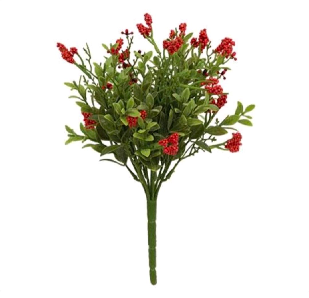 11" Red Nottingham Berry Floral Pick Decor