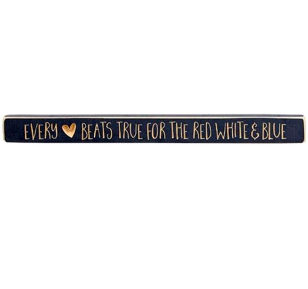 Patriotic Americana Red White &amp; Blue Engraved Block Sign