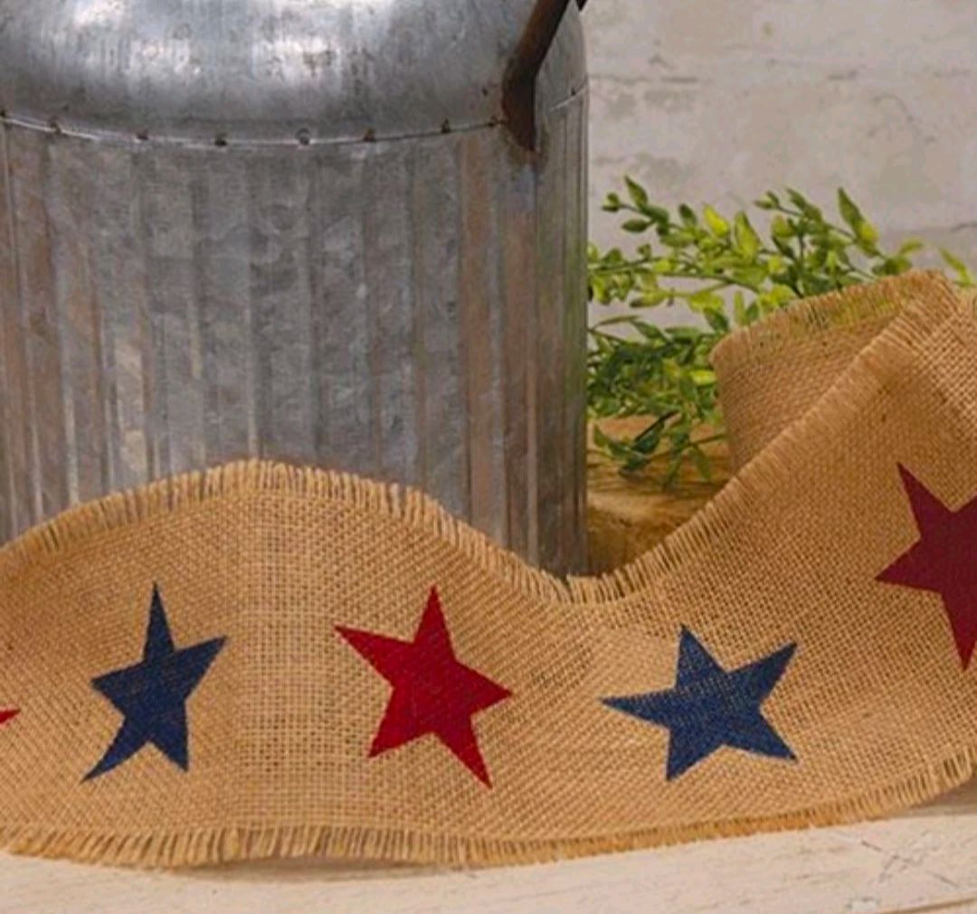 Americana Star Burlap Ribbon