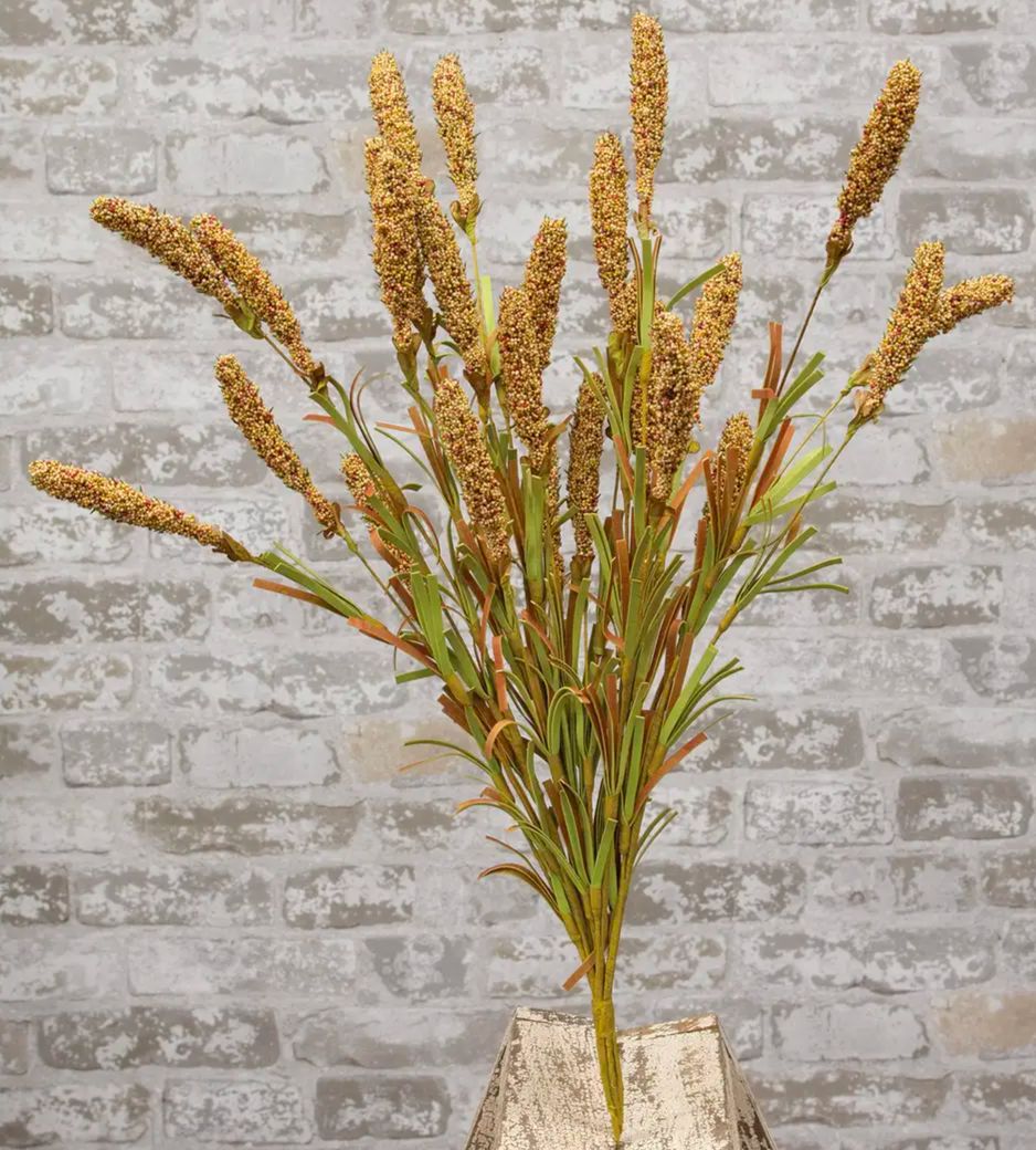 24" Millet Heather Yellow Floral Pick