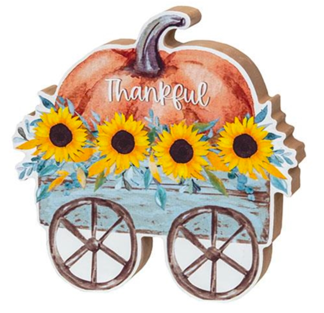 Thankful Pumpkin &amp; Sunflower Wagon Chunky Sitter