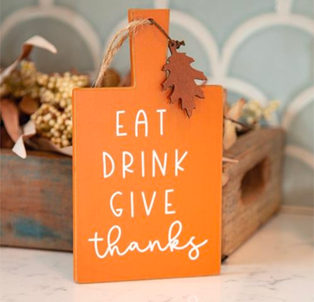 Eat Drink Give Thanks Cutting Board Sign Ornament