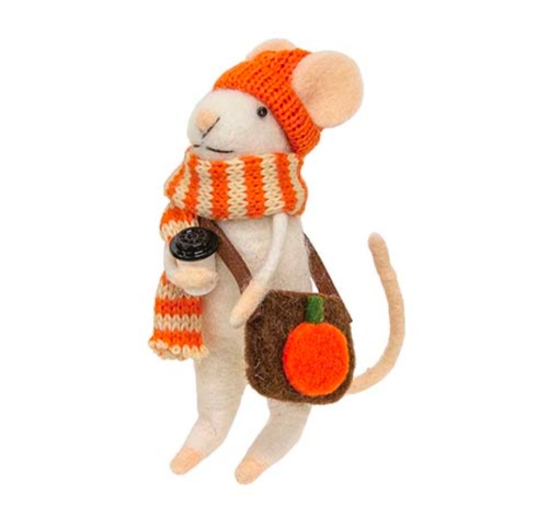 Pumpkin Spice Mouse Felted Ornament