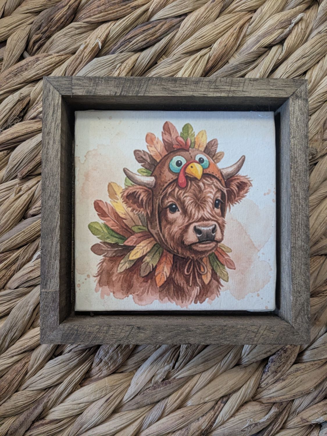 Thanksgiving Highland Cow Shelf Sitter Sign 5x5