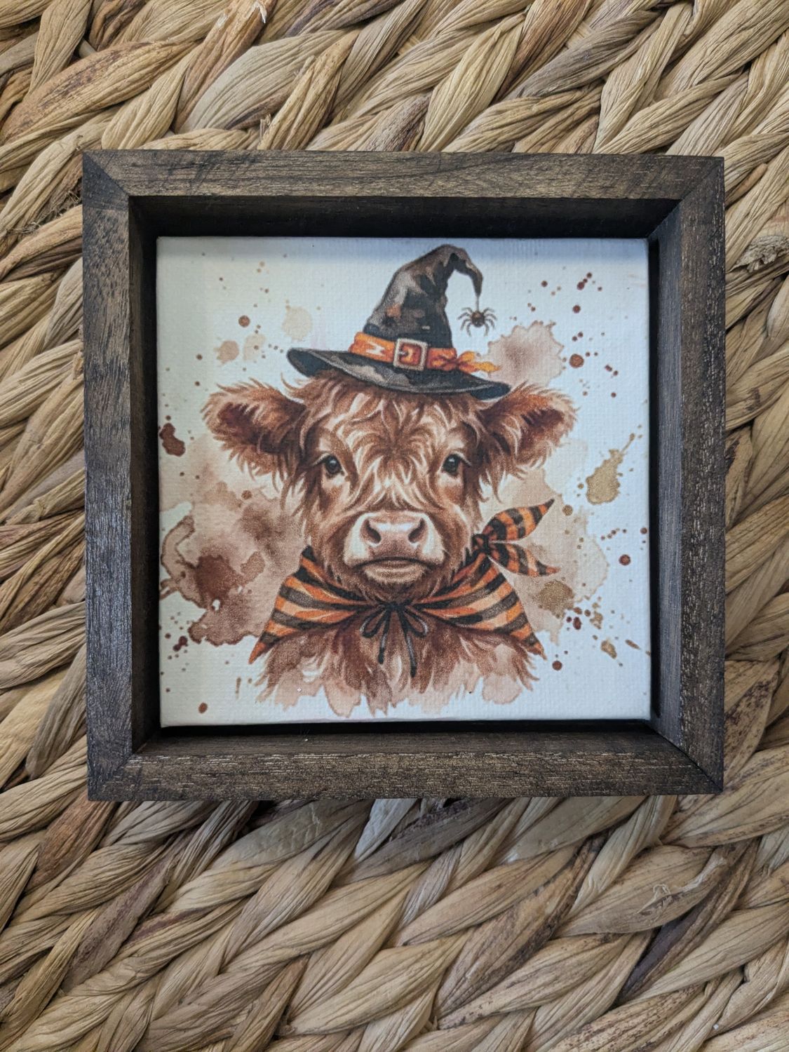 Halloween Highland Cow Shelf Sitter Sign 5x5