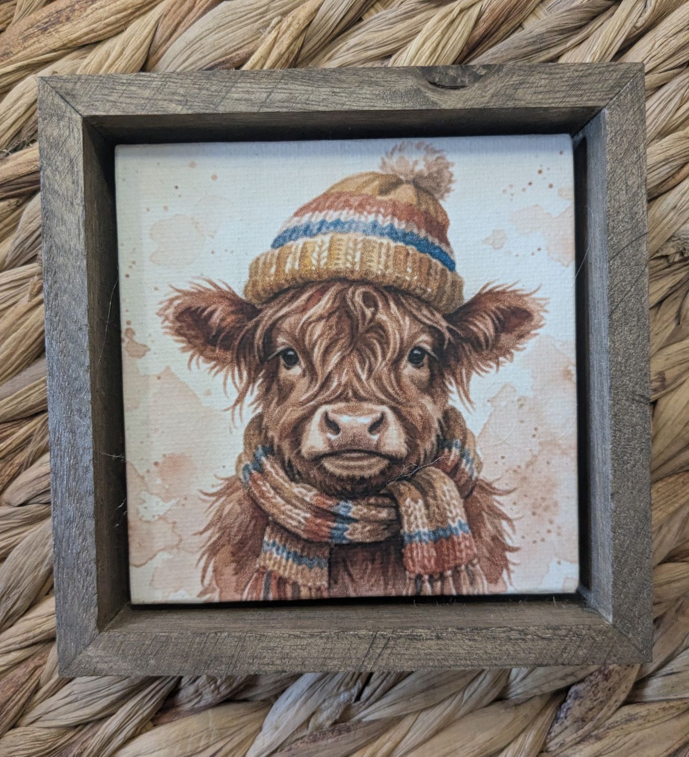 Fall Autumn Highland Cow Shelf Sitter Sign 5x5