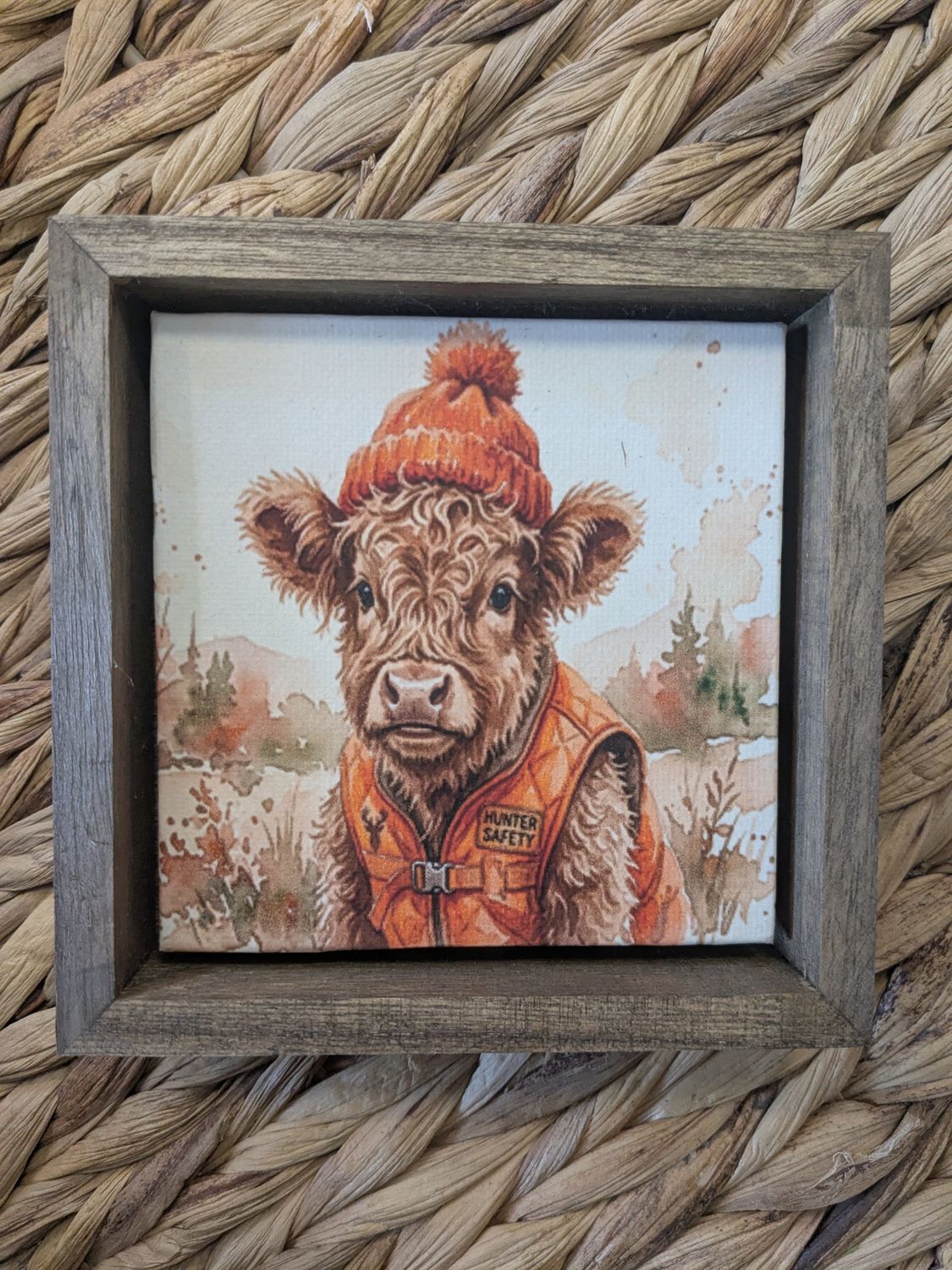 Fall Autumn Highland Cow Shelf Sitter Sign 5x5