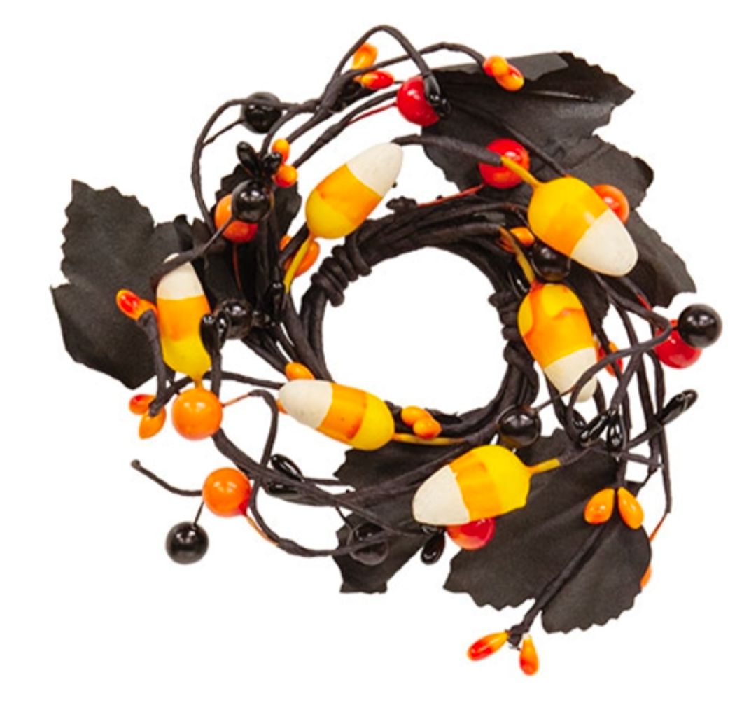 1-1/2" Spooky Candy Corn &amp; Berries Candle Ring