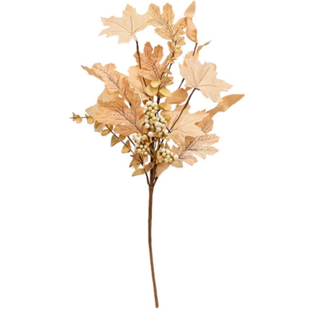 20" Natural Fall Leaves - Berry Clusters &amp; Eucalyptus Pick