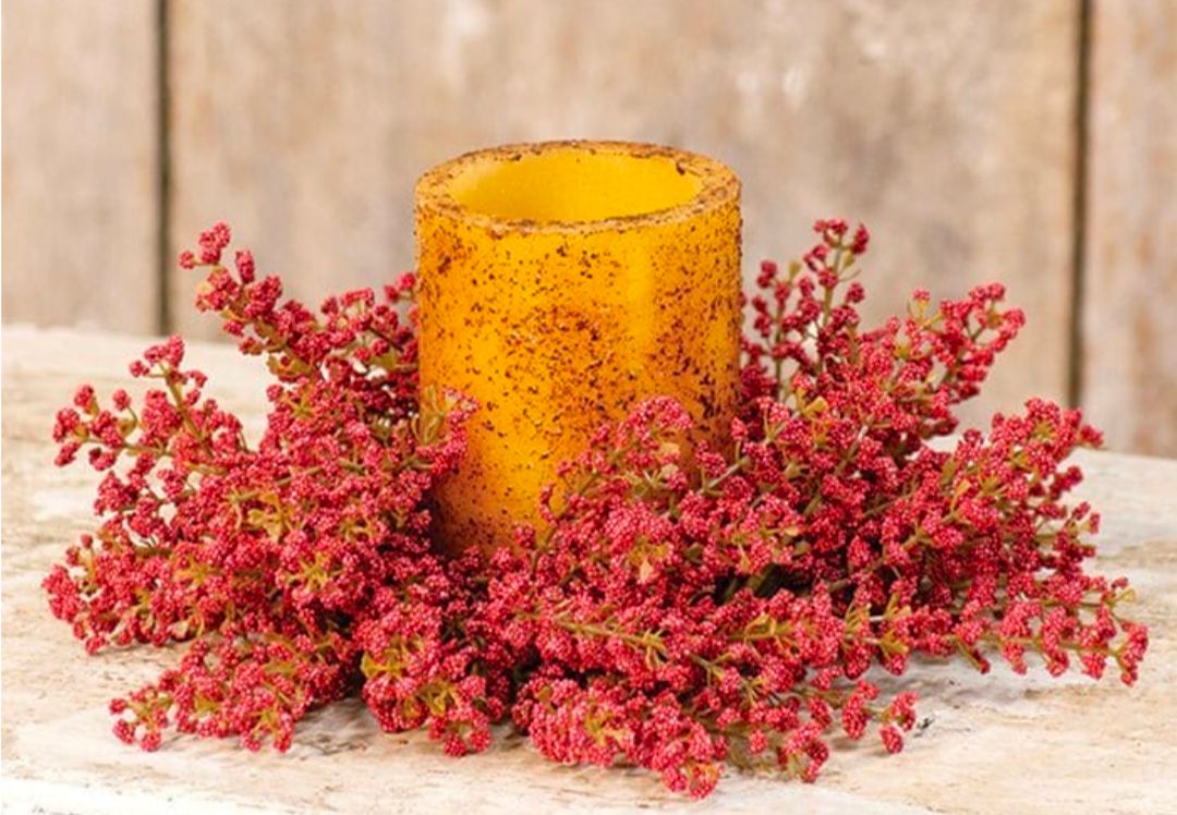3-1/2" Sangria Bursting Astilbe Candle Ring