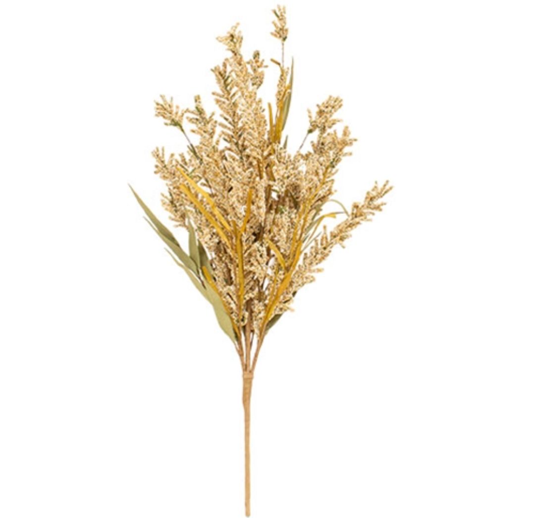 24" Cream Fall Grass &amp; Heather Floral Pick