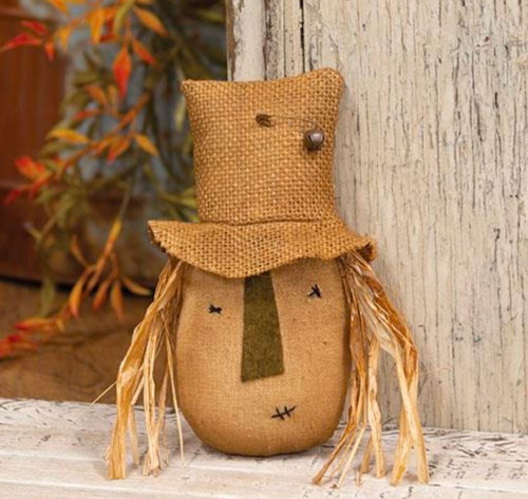 Primitive Scarecrow Hanger w/Burlap Hat