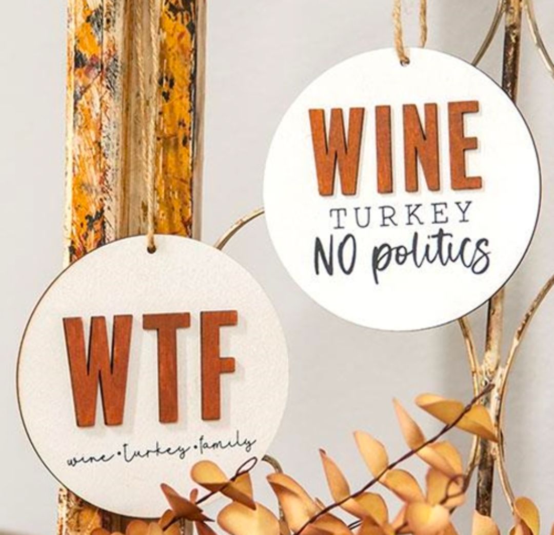 Thanksgiving Wine Tag Turkey Family Ornament