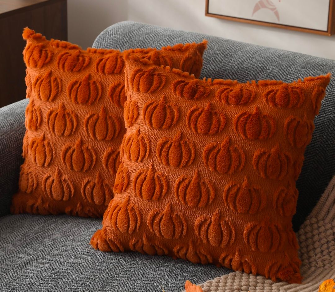 Decorative 18" x 18" Fall Pillow - Pumpkin