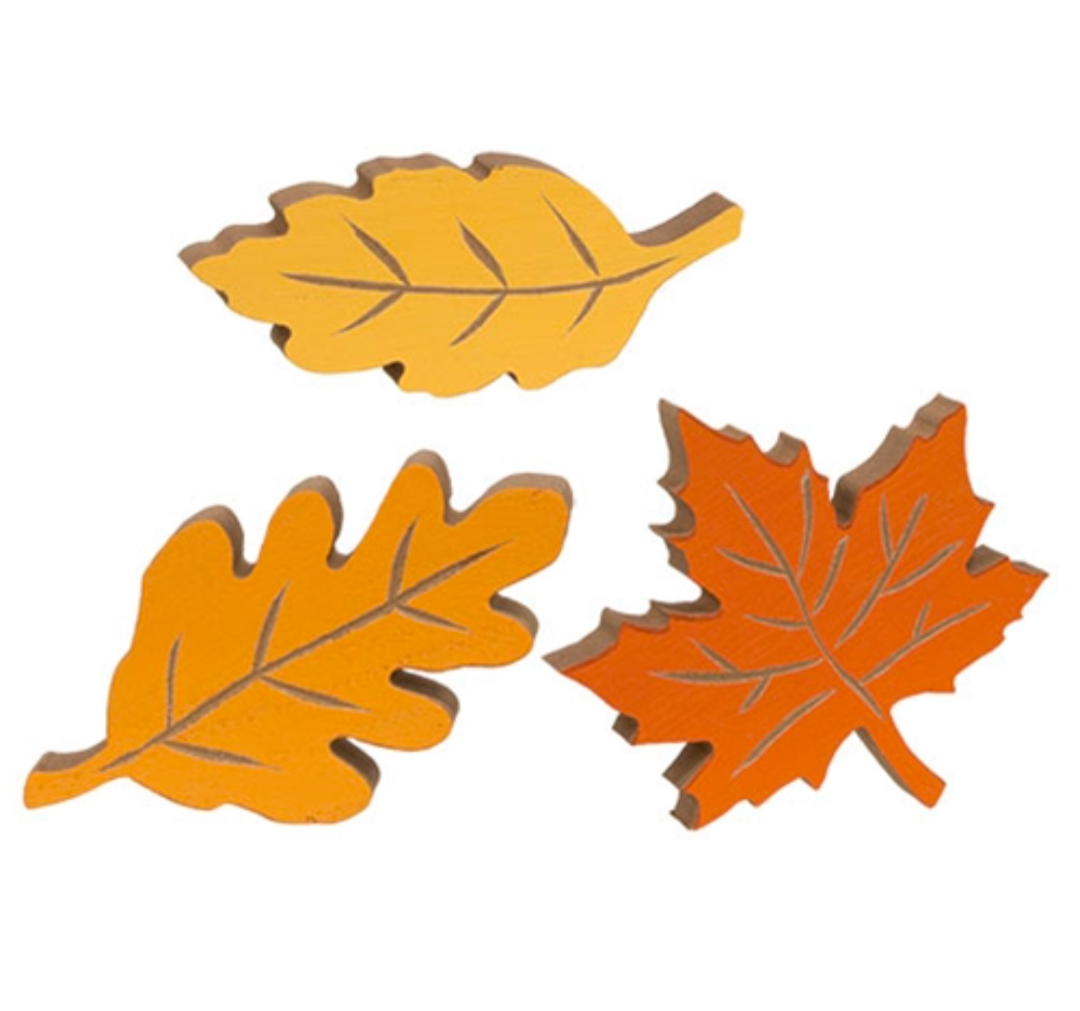 Carved Wooden Fall Leaves Shelf Sitter