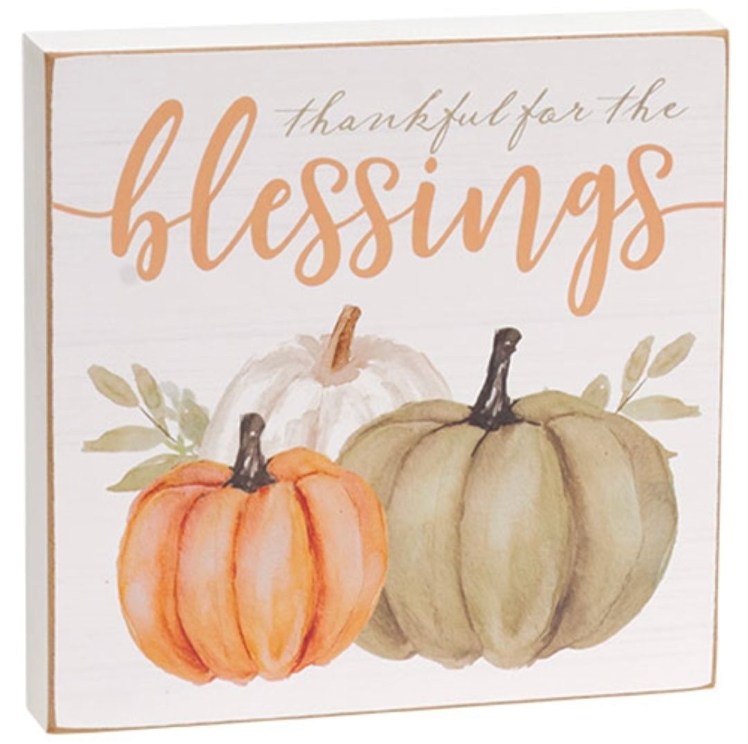 Thankful for the Blessings Watercolor Box Sign