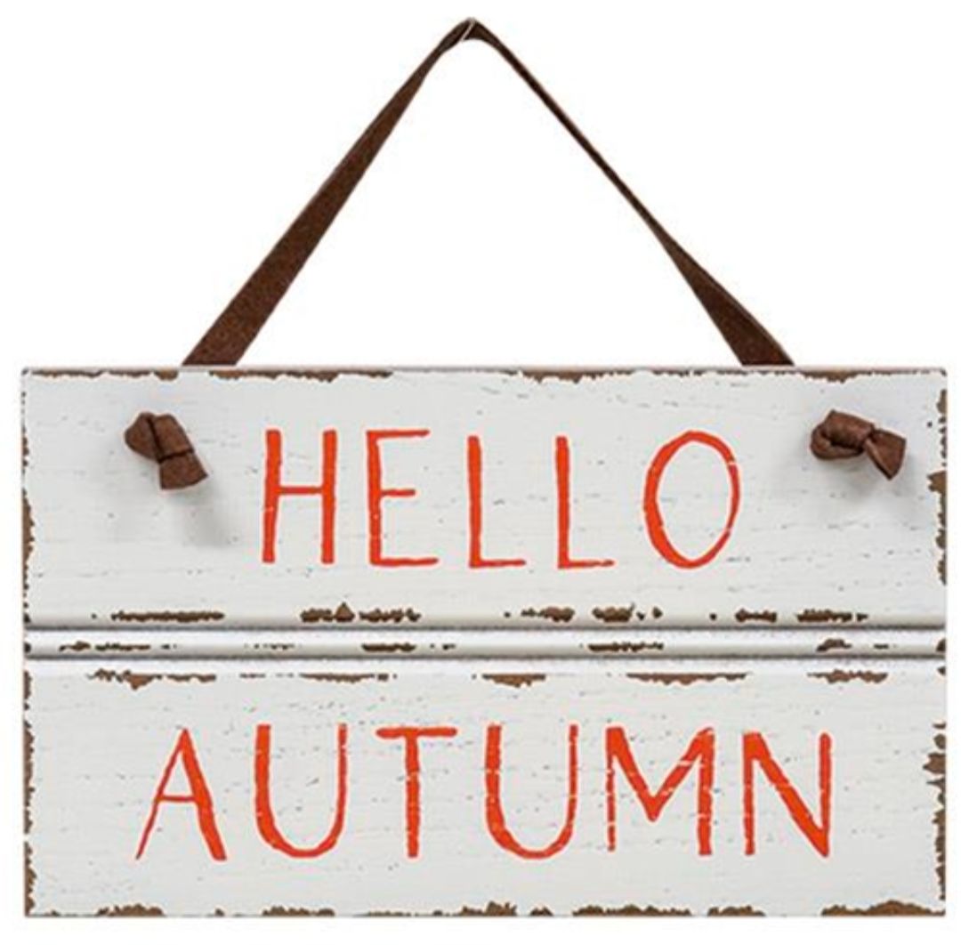 Hello Autumn Sign w/ Suede Hanger