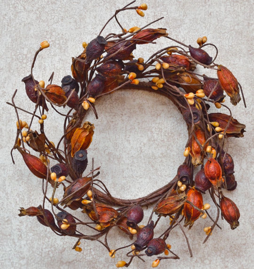 3-1/2" Dried Rose Hip Candle Ring