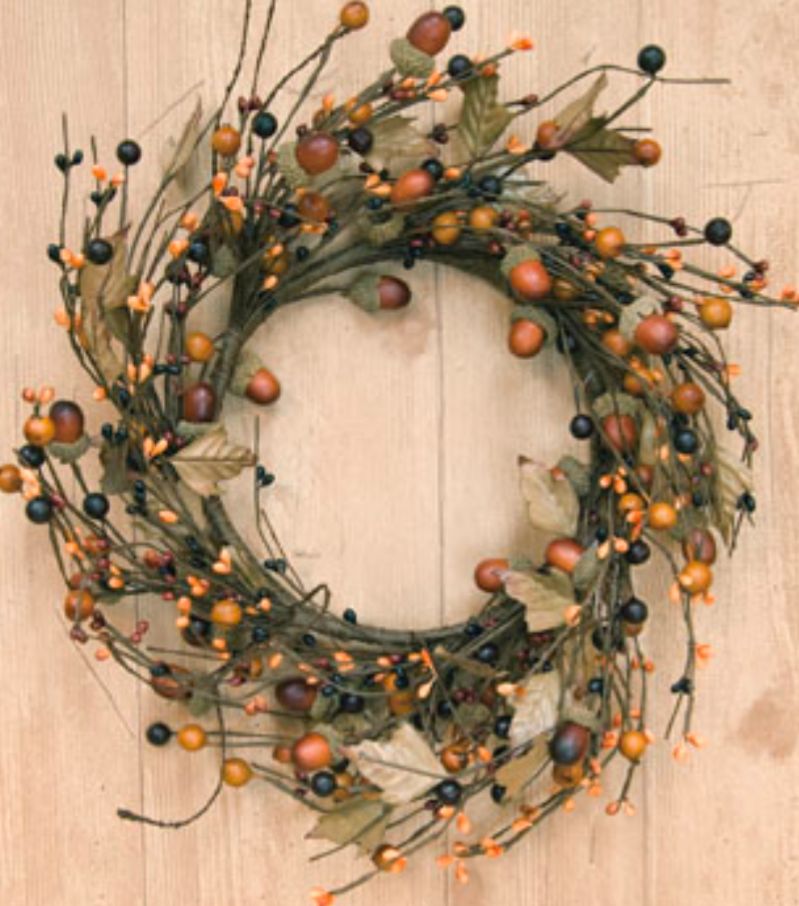 7" Country Mix Acorn Candle Ring Wreath