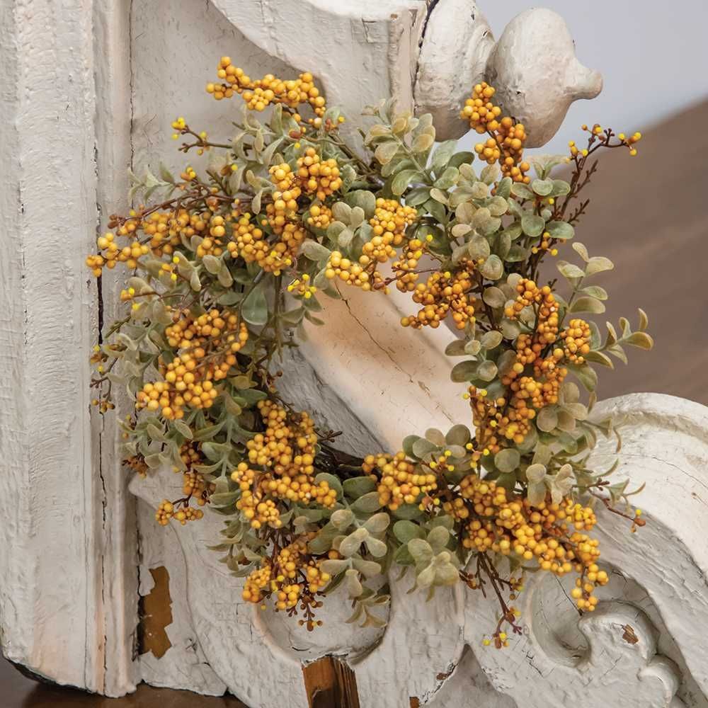 6" Mustard Pebble Creek Candle Ring Wreath Decor