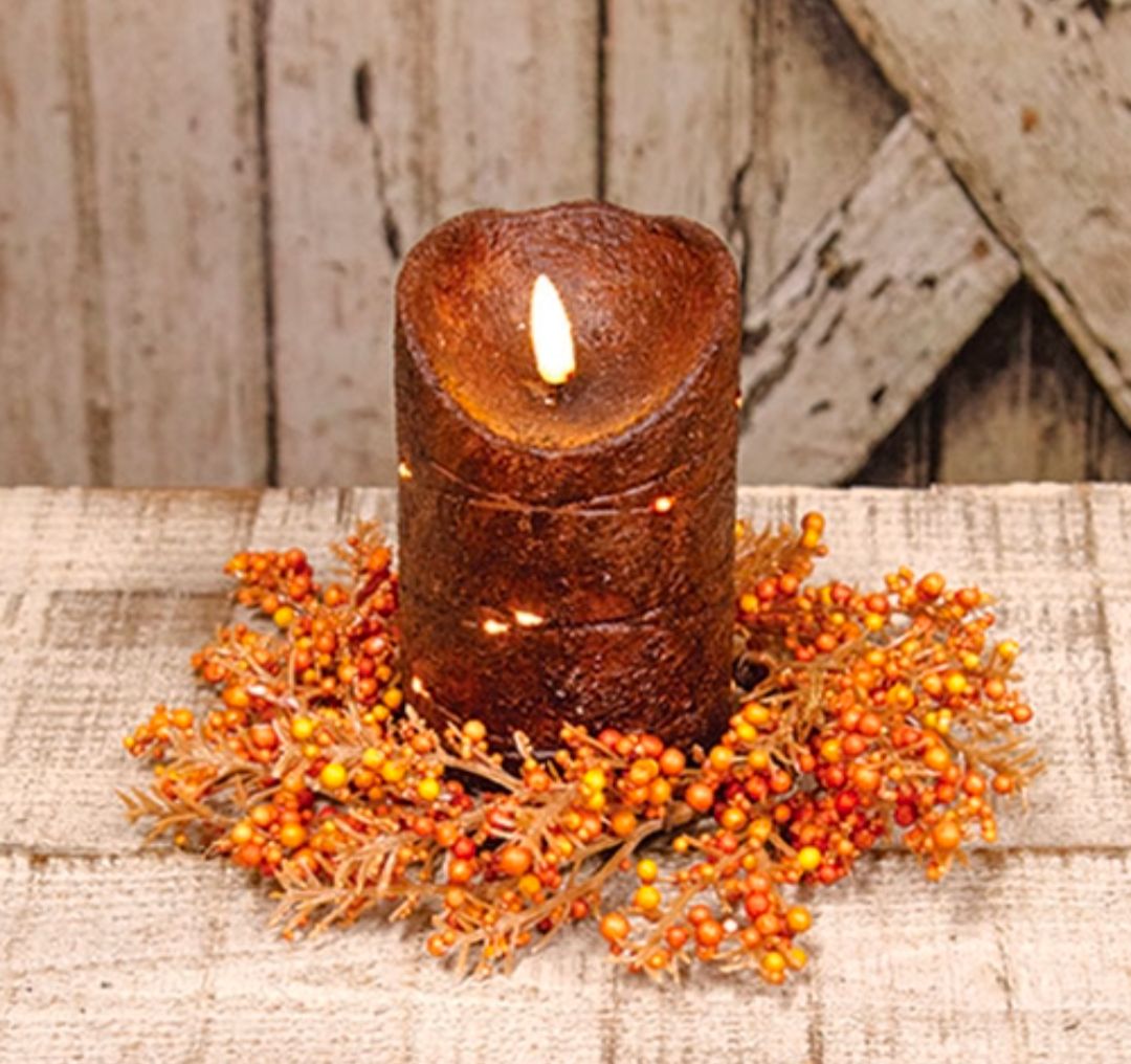 3-1/2" Soft Touch Orange Pepperberry Candle Ring