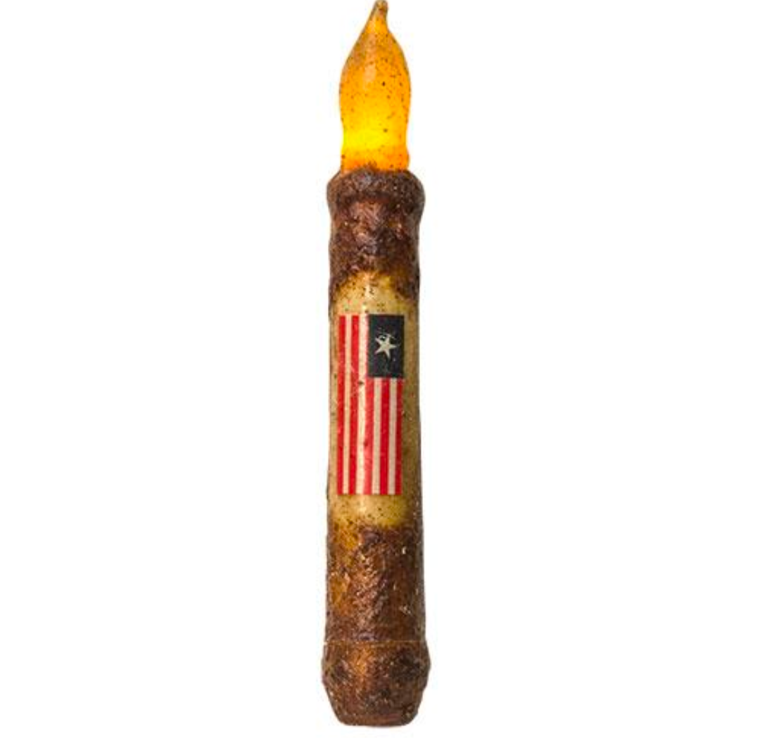 6" Burnt Mustard Flag Timer Taper Candle 