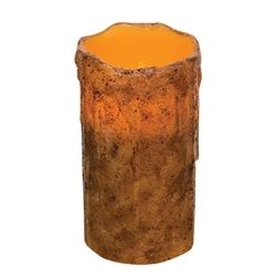 6" Burnt Mustard Drip Timer Pillar Candle