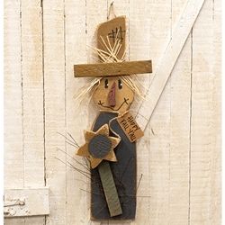 Rustic Wood Skinny Happy Fall Y'all Hanging Scarecrow