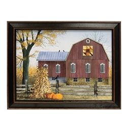 Billy Jacobs Autumn Leaf Quilt Block Barn Framed Print, 16x12