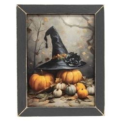 Witch's Hat &amp; Pumpkins Framed Print, 12" x 16"