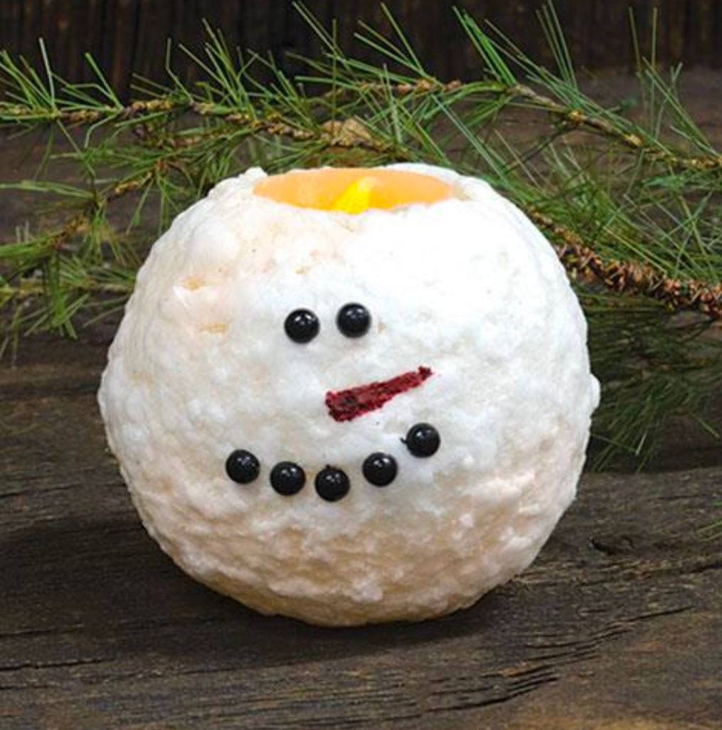 4" Snowman Round LED Candle