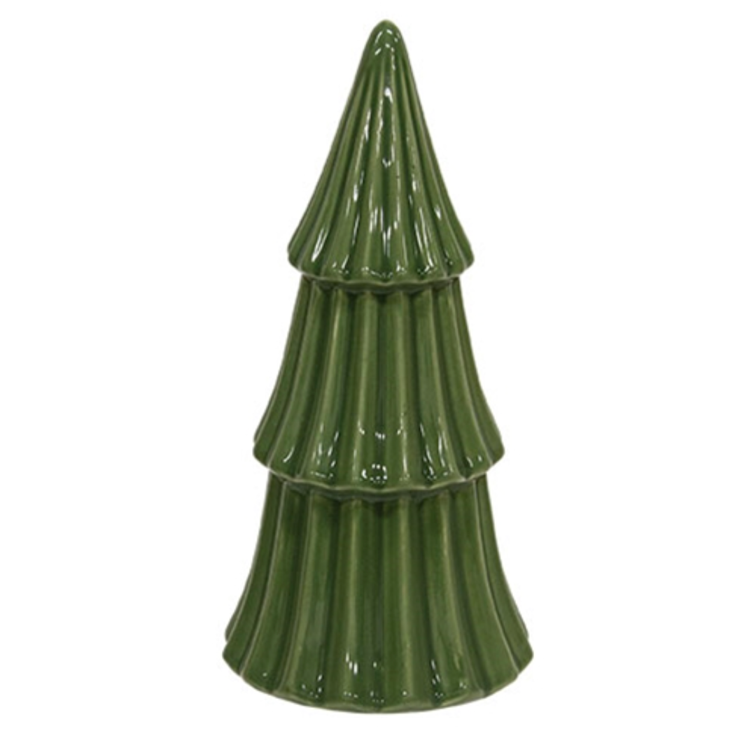 8-1/4" Green Ceramic Christmas Tree Shelf Sitter Decor
